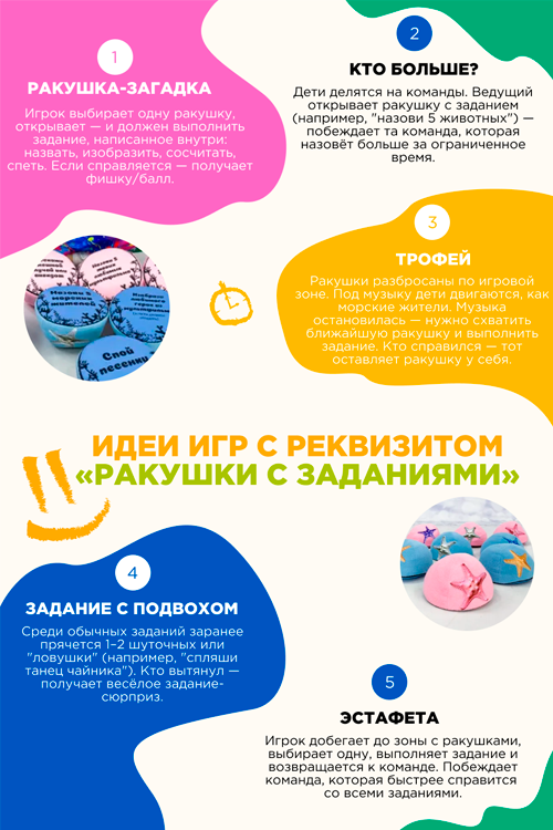 Игровой реквизит Ракушки с заданиями