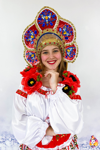 Головной убор Кокошник Русская красавица красный