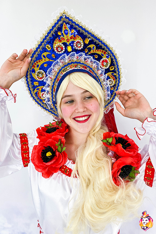 Головной убор Кокошник Русская красавица синий