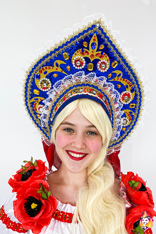 Головной убор Кокошник Русская красавица синий