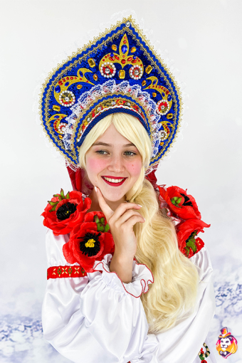 Головной убор Кокошник Русская красавица синий